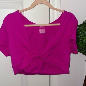 Vibrant Pink Wild Fable Women's Knot-Front Top